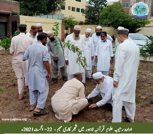 ادارہ رحیمیہ علومِ قرآنیہ لاہور میں شجر کاری مہم